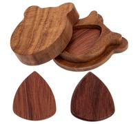 LRXIYODE 1 Set Durable Wooden Guitar Picks with Holder Practical Plectrum Storage Organizer for Acoustic and Electric Guitars Comfortable Grip Design Premium Wood Material