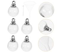 LRXIYODE 10 Pcs Mini Glass Ball Charms with White Screw Caps Transparent Hollow Pendant Bottles for DIY Necklace Jewelry Making Glass Craft Accessories for Bracelets and Gifts