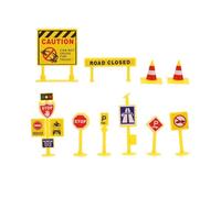 LRXIYODE 10-Piece Traffic Road Signs Model Set for Boys and Girls Realistic Educational Toy for DIY Miniature Landscapes and Early Learning Play