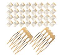 LRXIYODE 100pcs Gold Metal Hair Side Combs Teeth Plain Wire DIY Crafting Accessories for Bridal Wedding Veil Crowns Headpiece Comfortable All-day Wear and Portable Styling Clips