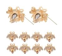 LRXIYODE 10pcs Bee Lapel Pins for Men Women Glitter Rhinestone Alloy Brooches with Safety Design Lightweight Metal Honey Bee Brooches for Shirts and Sensitive Fabrics