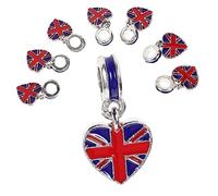 LRXIYODE 10pcs Britain Flag Alloy Bracelets DIY Hand Jewelry for Women Ladies British Themed Beads Wristbands Unique Uk Memorabilia Birthday Anniversary