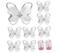 LRXIYODE 10pcs Butterflies Nail Ornaments Metal Alloy Rhinestone Crystal DIY Nail Art Supply Stylish Shiny Elegant Manicure Decoration for Professional Use