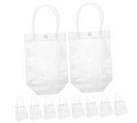 LRXIYODE 10Pcs Clear Gift Bags with Handle Reusable Transparent Tote Bags for Candy Flowers Small Gifts Practical Portable Packing for Parties and Shopping