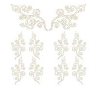 LRXIYODE 10pcs Cloud Pattern Embroidered Applique Patches with Gold Trim Adhesive Backing DIY Sewing Decorations for Wedding Dresses Costumes Crafts Versatile Embellishments for Clothing