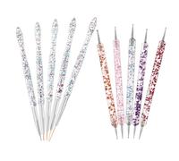 LRXIYODE 10pcs Double-ended Nail Dotting Pens with Nail Art Brushes for Manicure Detailing Portable Graffiti Drawing Tools for Embossing Fine Line Flower Designs Salon Quality