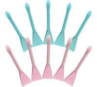 LRXIYODE 10pcs Dual-ended Silicone Face Mask Brush with Scoop, Portable Facial Mud Mask Applicator Set in Pink and Blue for Women Skincare