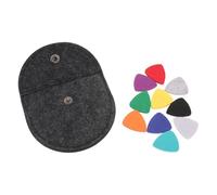 LRXIYODE 10pcs Ukulele Heart Shaped Felt Picks for Guitar Instrument Soft Felt Melody Picks round Holder Case for Stringed Musicians