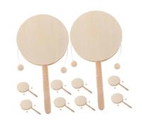 LRXIYODE 10pcs Unpainted Wooden Rattle Drums Lightweight Hand Percussion for Safe Wood Material DIY Painting Craft Educational Art Activities Parent Interaction