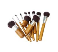 LRXIYODE 11pcs Makeup Brush Set with Bamboo Handles in Linen Bag Nylon Hair Soft Bristles for Face Cheek Eyes Lips Cosmetic Tools for Women Daily Beauty Application