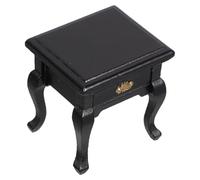 LRXIYODE 12 Scale Miniature Dollhouse Side Table Drawer, Vintage Wooden Bedroom Nightstand for Doll Furniture, French Country Style Mini Bedside Table in Black, Suitable for Living Room
