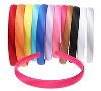 LRXIYODE 12pcs 1.5cm Candy Color Fabric Covered Headbands Diy Hair Hoops Women’s Plain Headband Accessories for Hair Styling and Craft Projects