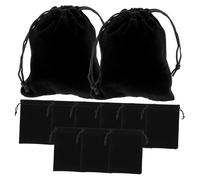 LRXIYODE 12pcs Black Flannel Drawstring Gift Bags Reusable Jewelry Storage Pouches for Wedding Candy Sweets Beads and Small Gifts Organizer Bundle