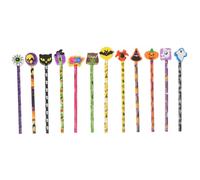 LRXIYODE 12Pcs Halloween Wooden Drawing Pencils with Erasers Party Gifts Comfortable Writing Supplies for School Office Creative Fun