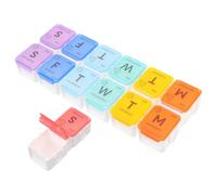 LRXIYODE 14-Compartment Weekly Pill Organizer Box with Sealed Pp Compartments, Colorful Lid Medicine Dispenser for Travel and Home Use, Portable Vitamin and Supplement Holder