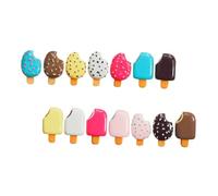 LRXIYODE 14pcs Realistic Artificial Ice Cream Resin Charms Set, Mini Fake Dessert Props with Chocolate Detailing for DIY Phone Case Decoration and Play Food Random Style