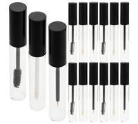 LRXIYODE 15pcs Refillable Mascara Tubes with Black Caps and Eyelash Lip Gloss Eyeliner Brushes Empty Plastic Containers for DIY Cosmetics Travel and Daily Use