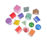 LRXIYODE 15pcs Translucent Geometry Shapes for Visual Math Manipulatives with Transparent Solids Classroom Light Table Accessories for Interactive Learning and Geometry Skill Development