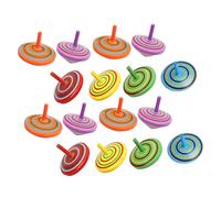LRXIYODE 16pcs Wooden Mini Spinning Tops Tabletop Decompression for Sensory Play Lightweight Educational Gyro for Motor Skills Development and Parent Interaction Random Color