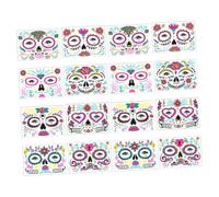 LRXIYODE 16sheets Skull Floral Halloween Fluorescent Face Tattoos Temporary Facial Sticker Body Art Decal for Party Boys and Girls Make