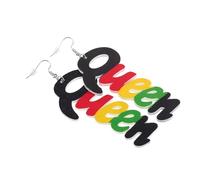 LRXIYODE 1Pair Creative Queen Letter Earrings Stylish African Wood Drop Ear Ornaments for Women Unique and Versatile Accessory for Fashionable Outfits for Photography and Gifting