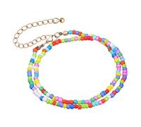 LRXIYODE 1Pc Colorful Beaded Necklace for Women Simple Single Layer Design with Rice Beads Chic and Elegant Jewelry for Everyday Wear for Casual Outfits and Special Occasions