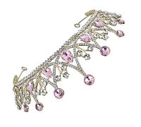 LRXIYODE 1pc Elegant Rhinestone Crown for Brides Large Pink Headdress for Weddings Birthdays Banquets Lightweight Hair Accessory with Luxurious Design and Workmanship