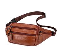 LRXIYODE 1Pc Men's Sling Bag Lightweight Shoulder Bag for Outdoor Sports Travel and Daily Use Multi Pocket Design for Keys Cards and Essentials Secure Zipper Closure Light Brown