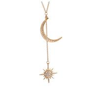 LRXIYODE 1pc Star Moon Diamond Pendant Necklace Fashion Simple Jewelry for Women Elegant Clavicle Chain for Parties Beach and Everyday Wear