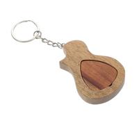 LRXIYODE 1Set Creative Wooden Guitar Plectrum Keychain with Storage Holder Compact and Lightweight for Guitar Lovers Stylish Plectrum Ring with Storage