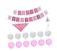LRXIYODE 1Set Pink Dog Birthday Party Supplies Complete Decoration Kit with Banner Balloons and Accessories for Unforgettable Pet Celebrations