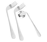 LRXIYODE 1Set Self Feeding Curved Utensil Angled Spoon Fork for Patients Stainless Steel Cutlery for Elderly Care Reduces Wrist Strain for Mobility Dining