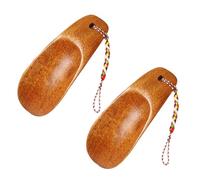 LRXIYODE 1set Smooth Wooden Shoehorn Portable Shoe Lifting Tools for Men Women Seniors Durable Odorless Material with Comfortable Grip to Reduce Bending and Back 2pcs