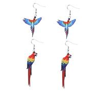 LRXIYODE 2 Pairs Fashion Bird Pattern Ear Drop Earrings for Women Hummingbird Pigeon Eagle Owl Parrot Design Lightweight Ear Accessories Gift