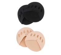 LRXIYODE 2 Pairs Invisible Five Toe Half-Soles Socks for Forefoot Support Sweat-Absorbing Breathable No Show Socks in Black and Skin Color Comfortable Peep-Toe Design for Sports Leather