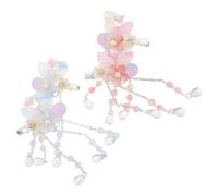 LRXIYODE 2 Pairs Princess Hanfu Hair Clips Ancient Style Floral Tassel Barrettes for Asian Hair Accessories for Costume Parties and Everyday Wear