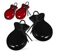 LRXIYODE 2 Pairs Spanish Wooden Castanets Handheld Finger Percussion Instruments for Adults Beginners Sturdy Multi-functional Musical with Brown and Black Finish Compact Portable Design