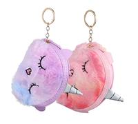 LRXIYODE 2 Pcs Cartoon Plush Unicorn Coin Purses Soft Zipper Wallets for Cute Change Pouches for School Travel and Shopping
