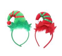 LRXIYODE 2 Pcs Christmas Headwear Lightweight Horn Headbands with Festive Red and Green Stripes for Ladies Comfortable Hair Accessories for Holiday Parties and Costume Events