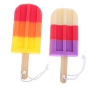 LRXIYODE 2 Pcs Colorful Ice Cream-Shaped Soft Bath Sponge for Gentle Exfoliating and Massage Lightweight Body Scrub Pads for Bathing and Daily Shower Cleaning