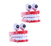 LRXIYODE 2 Pcs Wind-up Chattering Teeth Clockwork with Big White Teeth and Eyes Anxiety Relief Decompression for Adults Portable Novelty Stress Relief and Party Favor