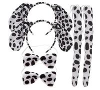 LRXIYODE 2 Sets Animal Ears Headband Bow Tie Tail Cosplay Suit for Boys Complete Dalmatian Costume Accessory for Party Halloween Themed Dress Up Performance Play