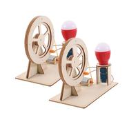 LRXIYODE 2 Sets Educational Wooden Hand Crank Generator DIY Science Experiment for Creative Gift with Light Bulb Portable Mechanical Electricity Model for Students and Families Random Color