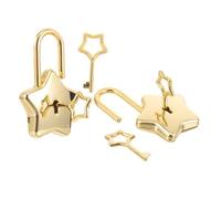 LRXIYODE 2 Sets Golden Star Shaped Mini Padlock with Key Cute DIY Lock for Notebook Diary Jewelry Box Backpack Cabinet Stylish Five Pointed Lock for Crafting Projects and Personal Use