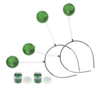 LRXIYODE 2 Sets Headband Martian Antennas Headband Space Costume Accessories Glitter Ball Head Boppers for Party Women Green