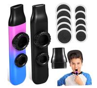LRXIYODE 2 Sets Kazoo for Boys and Girls and Adults, Portable Music Instruments with Double Flute Holes Design, Abs and Silicone Material, Easy to Play and Can Be Hung around The Neck