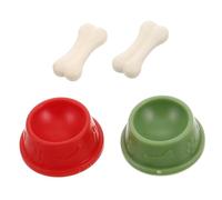 LRXIYODE 2 Sets Miniature Pet Accessories Tiny Bone Plastic Dog Bowls Figurines for Dollhouse Decor for Playtime and Imaginative Scenarios