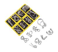 LRXIYODE 2 Sets Nine Ring Buckle Cognitive Metal Interlock Puzzle Educational Brain Teaser for Adults