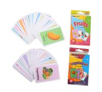 LRXIYODE 2 Sets Preschool Flash Cards for Boy Girl Learning Speech Therapy Materials Fruit Vegetable Theme Educational Cards with Glare Surface Safe Non Fading for Early Childhood