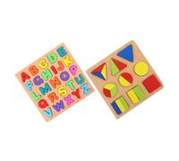 LRXIYODE 2 Sets Wooden Letter and Shape Matching for Educational Montessori Learning Fine Motor Skills Development Color and Geometry Recognition